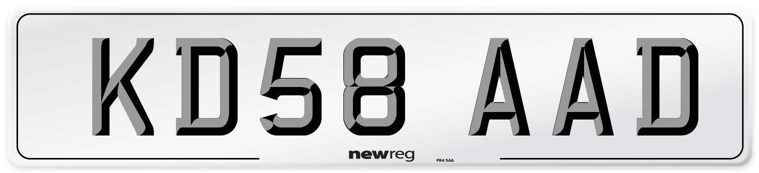 KD58 AAD Number Plate from New Reg